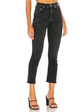 Riley High Rise Straight Crop Jeans | AGOLDE | 23 | Black Pepper